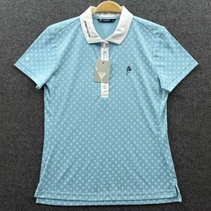 Levelwear Polo Shirt Womens Small Blue Geometric Georgian Bay Club Golf Top NWT